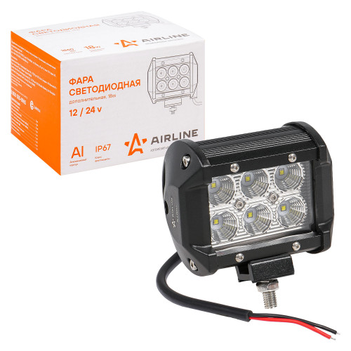 Фара (балка) светодиодная двухрядная, 6LED, ближний свет, 18Вт, 98х78х65, 12/24В