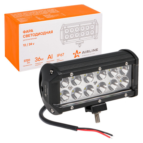 Фара (балка) светодиодная двухрядная, 12LED, дальний свет, 36Вт, 165х78х65мм, 12/24В