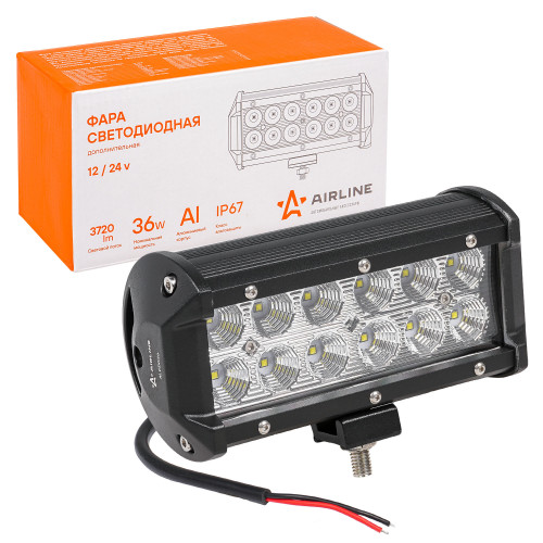 Фара (балка) светодиодная двухрядная, 12LED, ближний свет, 36Вт, 165х78х65мм, 12/24В