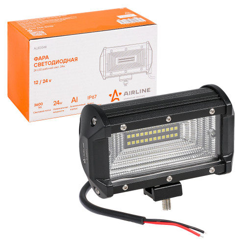 Фара (балка) светодиодная двухрядная, 24LED, ближний свет, 24Вт, 135х78х65мм, 12/24В