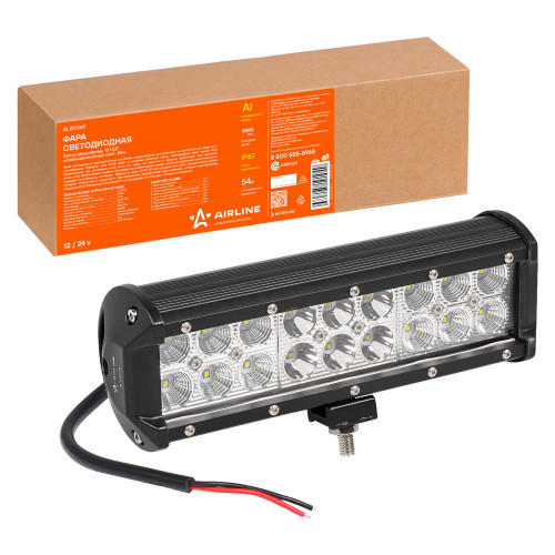 Фара (балка) светодиодная двухрядная, 18 LED, комбинированный свет (дальний + ближний), 54Вт, 235х78х65мм, 12/24В