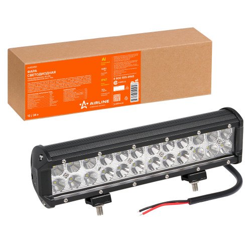 Фара (балка) светодиодная двухрядная, 24 LED, комбинированный свет (дальний + ближний), 72Вт, 300х78х65мм, 12/24В