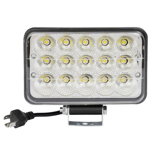Фара светодиодная прямоугольная, 15LED, рассеянный свет (Ближний/Дальний), 45Вт, 165x108x74мм, 12/24В, PRO
