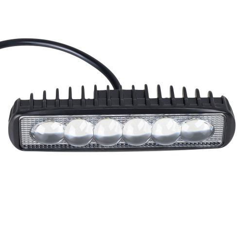 Фара светодиодная прямоугольная, 6LED, дальний свет (4D линза), 18Вт, 157х42х40мм, 12/24В, PLUS МП-серия
