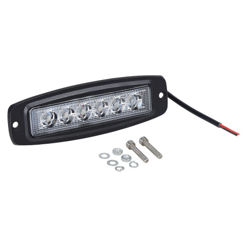 Фара светодиодная прямоугольная врезная, 6LED, дальний свет, 18Вт, 185х60х35мм, 12/24В, PLUS МП-серия