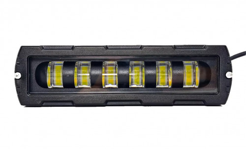Фара светодиодная прямоугольная, 6LED, дальний свет (белый + желтый), 18Вт, 160x45x50мм, 12/24В, PRO МП-серия