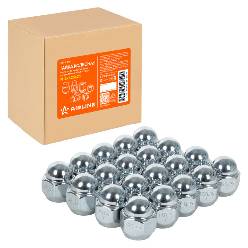 Гайка колесная M12x1,25x25, конус, ключ 21, закрытая, хром для а/м Nissan/Infiniti