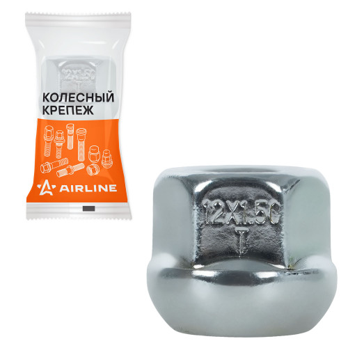 Гайка колесная M12x1,5x19,5, сфера R12, ключ 19, открытая, хром, 1 шт для Honda
