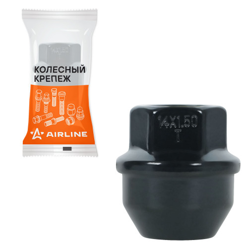 Гайка колесная M14x1,5x31, конус, ключ 21, открытая, черный электрофорез, 1 штука для Ford