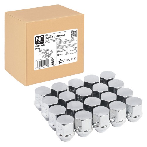 Гайка колесная M12x1,5x29, конус, ключ 21, закрытая, хром, 20 штук для а/м Hyundai/KIA МП-серия