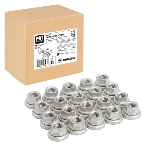 Гайка колесная M14x1,5x18, плоская шайба, ключ 19, открытая, дакромет, 20 штук для а/м Mercedes/VW МП-серия