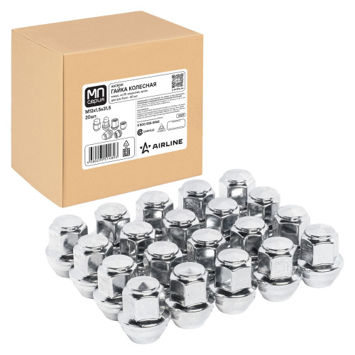 Гайка колесная M12x1,5x31,5, конус, ключ 19, закрытая, хром, 20 штук для а/м Ford МП-серия
