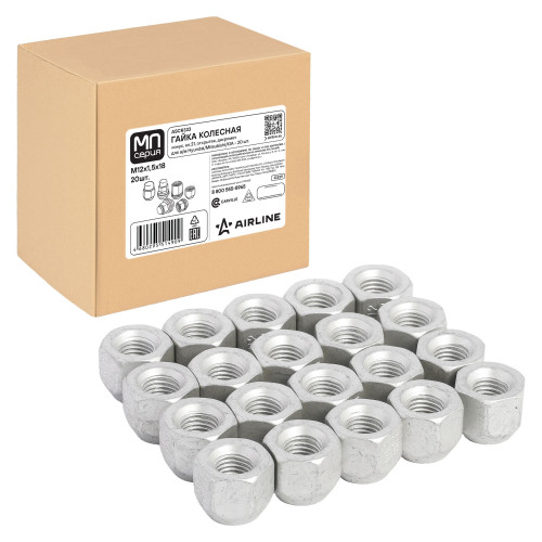 Гайка колесная M12x1,5x18, конус, ключ 21, открытая, дакромет, 20 штук для а/м Hyundai/Mitsubishi/KIA МП-серия