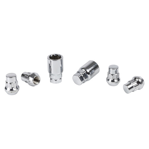 Секретки колесные (гайки) М12x1,25x32, конус, 2 ключа 19/21, хром, тип J, комплект из 4 штук + 2 головок для а/м Nissan/KIA