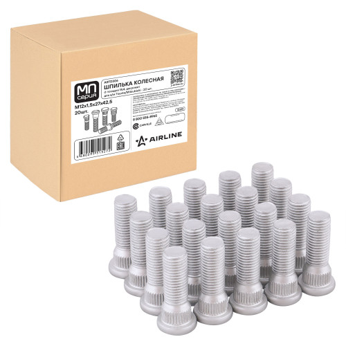 Шпилька колесная M12x1,5x27x42,5, d посадки 14,4, дакромет, 20 штук для а/м Toyota/Mitsubishi МП-серия