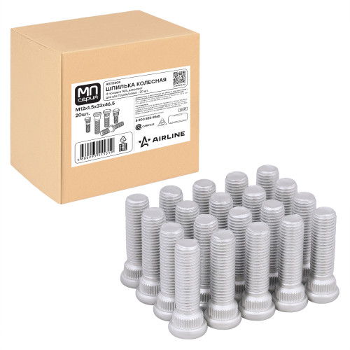 Шпилька колесная M12x1,5x33x46,5, d посадки 14,5, дакромет, 20 штук для а/м Toyota/Lexus МП-серия