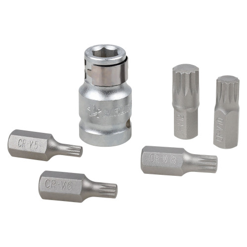 Набор бит вставок SPLINE 3/8" 30мм с держателем бит 1/2"DR 6 пр. блистер