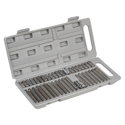 Набор бит вставок TORX, SPLINE, HEX 3/8" 30мм и 75мм с держателями бит 1/2"DR и 3/8"DR 40 пр. в кейсе