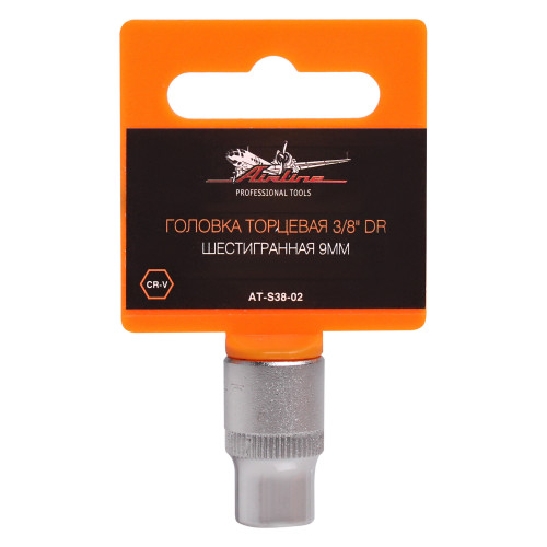 Головка торцевая 3/8"DR шестигранная 9мм, L=25мм пласт. подвес
