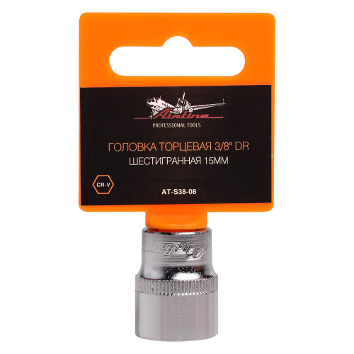 Головка торцевая 3/8"DR шестигранная 15мм, L=25мм пласт.подвес