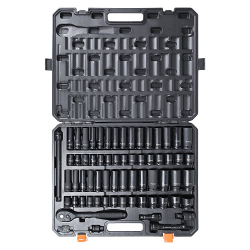 Набор головок ударных 1/2"DR 6гр. 65пр. универсальный (10-24мм, 3/8"-1-1/4") пласт.кейс.