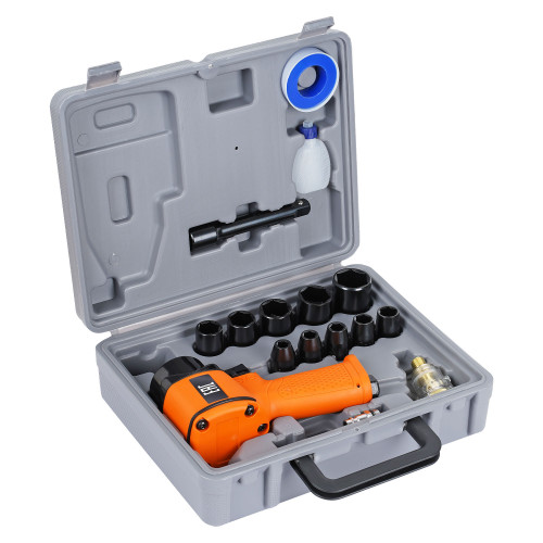 Гайковерт пневматический ударный композитный 1/2"DR 610Нм PRO с головками 17пр. (9-27мм), кейс