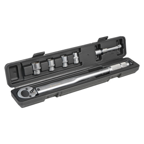 Ключ динамометрический 1/2" 40-210Нм, набор 6 пр. (головки 14,17,19,24 удл.125 мм), кейс
