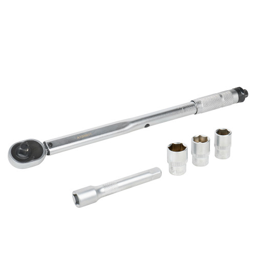 Ключ динамометрический 1/2" 40-210Нм, набор 5 пр. (головки 17,19,21 удл.125 мм), кейс