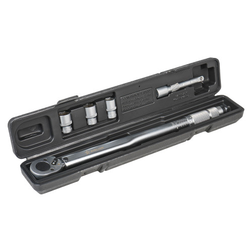 Ключ динамометрический 1/2" 40-210Нм, набор 5 пр. (головки 17,19,21 удл.125 мм), кейс