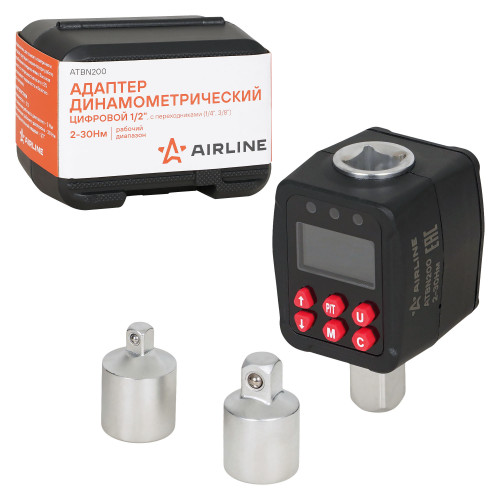 Адаптер динамометрический цифровой 1/2" 2-30Нм, с переходниками (1/4", 3/8"), кейс