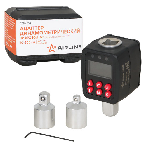 Адаптер динамометрический цифровой 1/2" 10-200Нм, с переходниками (1/4", 3/8"), кейс