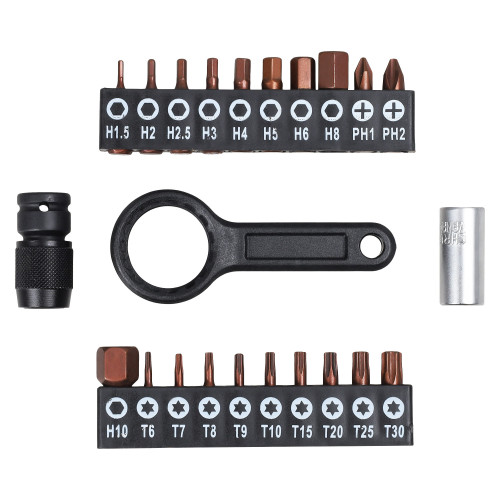 Отвертка динамометрическая 1/4" 1-6Нм, с битами 23 пр. (PH, HEX, TORX), кейс