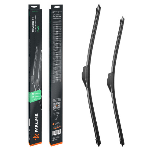 Щетки стеклоочистителя комплект (2 шт) 650/450мм (26"/18") бескаркасные PLUS с креплением "Крючок 9x3, 9x4 мм"