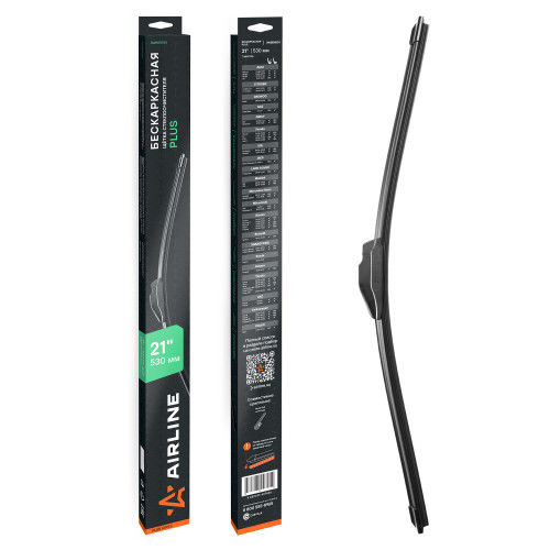 Щетка стеклоочистителя бескаркасная PLUS 530мм (21") 1 адаптер (Hook 9x3, 9x4 - Крючок 9x3, 9x4)