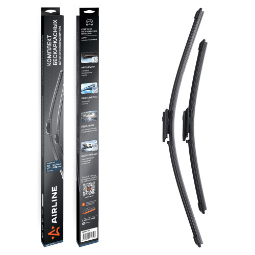 Щетки стеклоочистителя комплект 600/430мм (24"/17") бескаркасные с креплением "Aeroclip", 2 штуки МП-серия