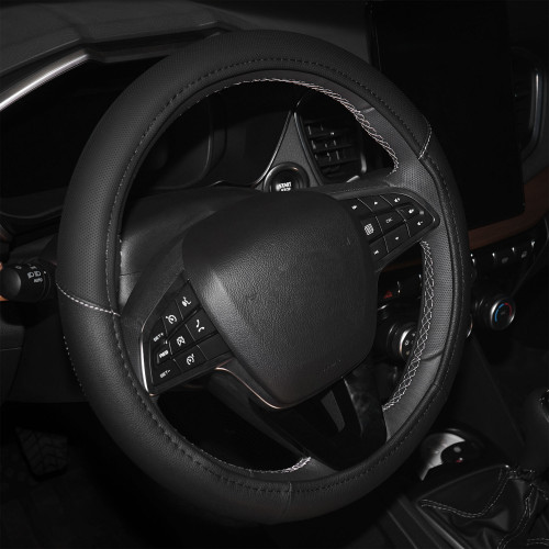Оплетка на руль, искусственная кожа с перфорацией, черная, 38 см / M