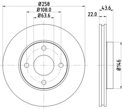 Комплект тормозных дисков для автомобилей Ford Fiesta (02-) / Fusion (02-) передний d=258
