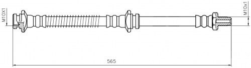 Шланг тормозной для автомобилей Chery Tiggo (T11) (06-) / (FL) (13-) / Tiggo 3 (16-) передний левый / правый L=565мм