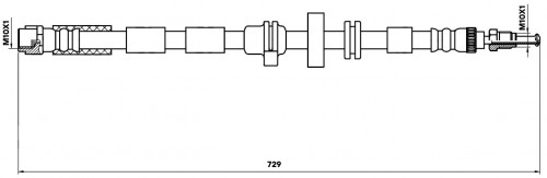 Шланг тормозной для автомобилей BMW 5 F10 / F11 / F07 (10-) / 7 F01 / F02 (08-) передний левый / правый L=729мм