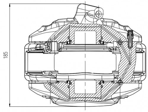 Суппорт тормозной для автомобилей Mercedes C W203 (00-) (тормозная система Brembo) передний левый d=57мм (диск 28мм)