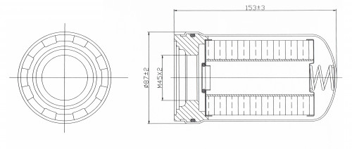 Фильтр гидравлики для спецтехники Caterpillar 300-series/Case CX-series h153, d87, резьба M45x2