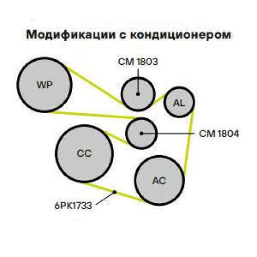 Ролик приводного ремня для автомобилей VW Polo Sedan (10-)/Skoda Rapid (12-) 1.2i/1.4TSi/1.6i AC+ (с натяжным механизмом) (CM 1804)