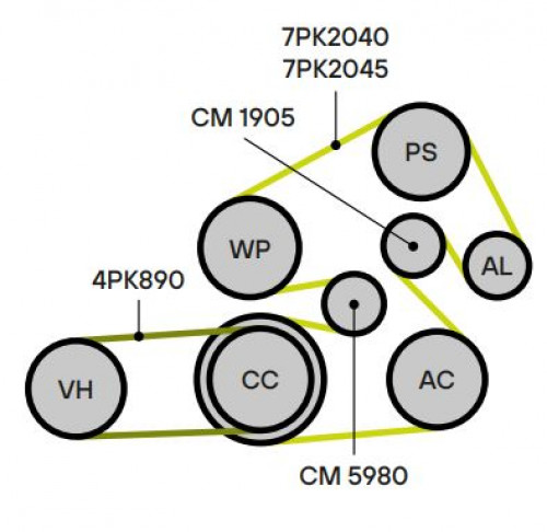 Ролик приводного ремня для автомобилей Toyota Camry (06-)/Land Cruiser Prado (02-)/Land Cruiser Prado (09-)/Highlander (08-) 2.7i/2.8d/3.5i/4.0i [TR; RZ; GD; GR] (опорный) h=33 (CM 1905)