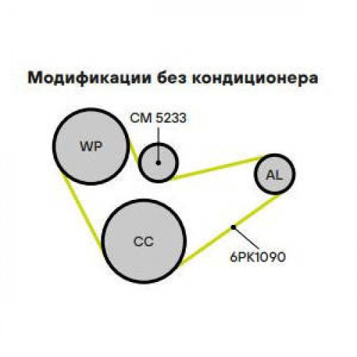 Ролик приводного ремня для автомобилей VW Polo Sedan (RUS) (10-) 1.4i/1.6i AC- (с натяжным механизмом) (CM 5233)