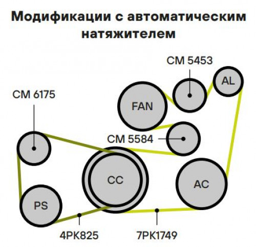 Ролик приводного ремня для автомобилей Nissan Pathfinder (05-) 2.5d (выпуск с 2010) (с натяжным механизмом)