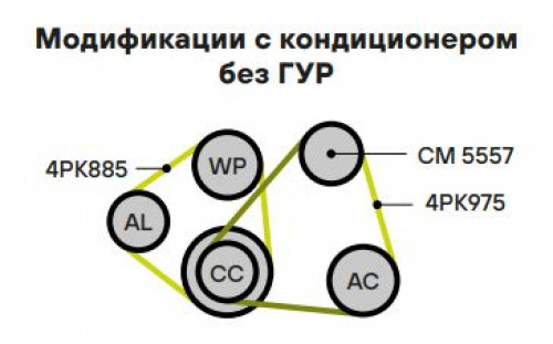 Ролик приводного ремня для автомобилей Kia Rio (00-) 1.3i/1.5i (натяжной) с кондиционером, без ГУР