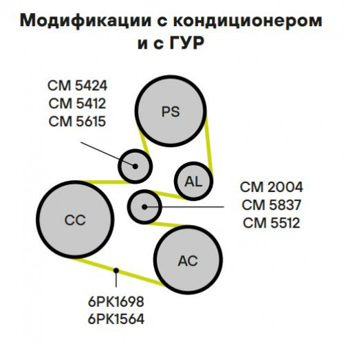 Ролик приводного ремня для автомобилей Peugeot 206 (98-) 1.1i/1.4i/1.6i (с натяжным механизмом) гидравлический