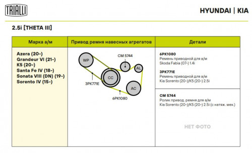 Ролик приводного ремня для автомобилей Kia Sorento IV (20-)/K5 (20-) 2.5i (с натяжным механизмом)