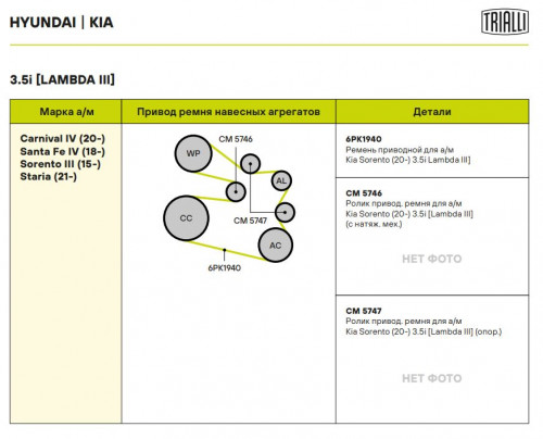 Ролик приводного ремня для автомобилей Kia Sorento IV (20-) 3.5i [Lambda III] (с натяжным механизмом)