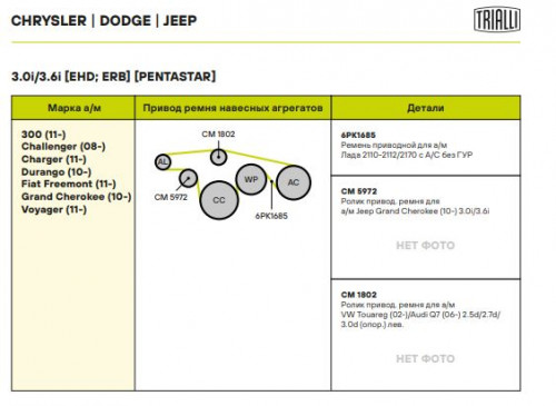 Ролик приводного ремня для автомобилей Jeep Grand Cherokee (10-) 3.0i/3.6i (с натяжным механизмом)